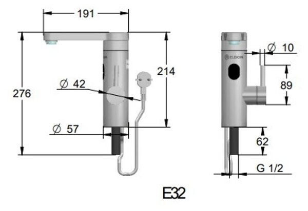 Elíz E32 Přímoohřevná vodovodní baterie, chrom
