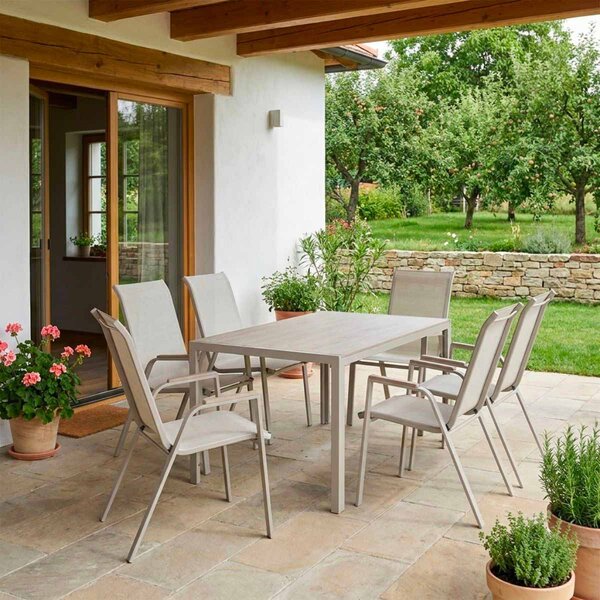 Vikio Zahradní jídelní set 150x90 pro 6 osob bežová AZS156BE-6