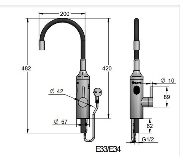Elíz E33 Přímoohřevná vodovodní baterie, bílá/chrom