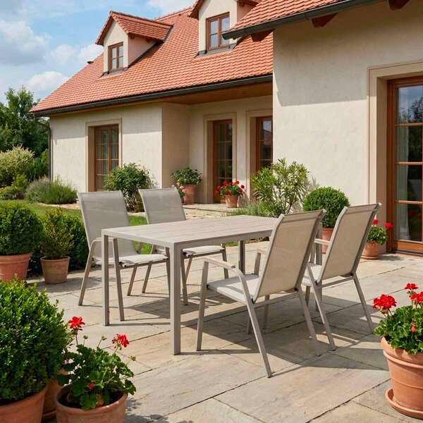 Vikio Zahradní jídelní set 150x90 pro 4 osoby bežová AZS156BE-4