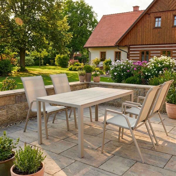 Vikio Zahradní jídelní set 150x90 pro 4 osoby bežová AZS156BE-4