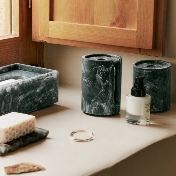 FERM LIVING Úložný box Mist, Emerald / Off-White