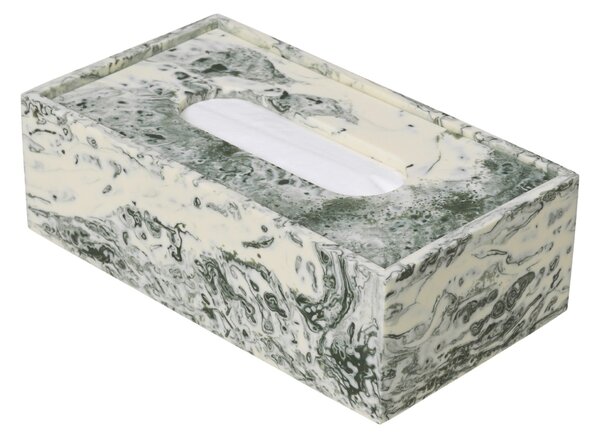 FERM LIVING Krabička na kapesníky Mist, Emerald / Off-White