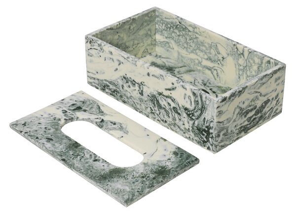 FERM LIVING Krabička na kapesníky Mist, Emerald / Off-White