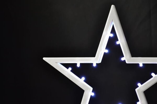 Vánoční dekorace, hvězda na stojánku, 38 cm, 20 LED