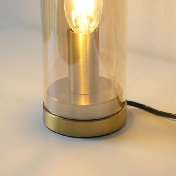 PAUL NEUHAUS JUST LIGHT Stolní lampa BOTTLE, jantarové sklo, šňůrový vypínač, vyměnitelná žárovka