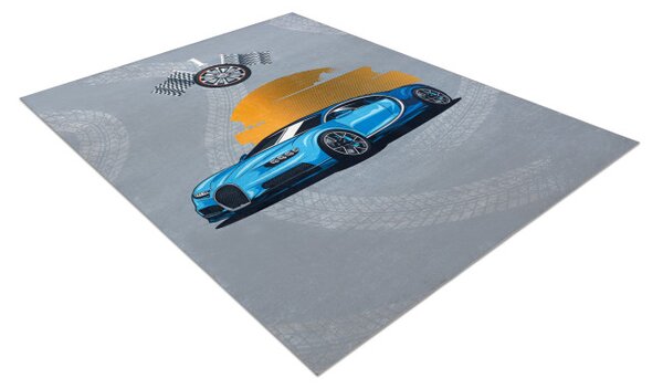 Dětský koberec protiskluzový BAMBINO 41730 Auto, šedý / modrý