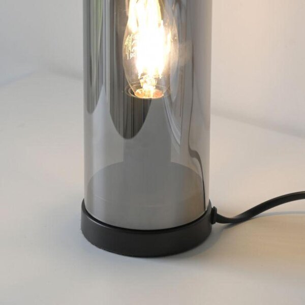 PAUL NEUHAUS JUST LIGHT Stolní lampa BOTTLE, kouřová barva, tvar láhve, kouřové sklo, šňůrový vypínač