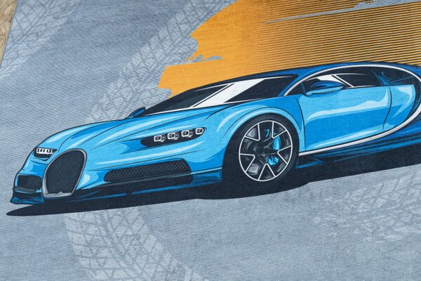 Dětský koberec protiskluzový BAMBINO 41730 Auto, šedý / modrý