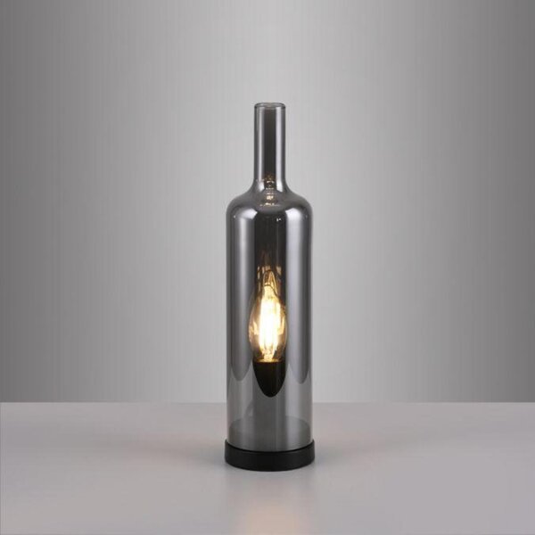 PAUL NEUHAUS JUST LIGHT Stolní lampa BOTTLE, kouřová barva, tvar láhve, kouřové sklo, šňůrový vypínač