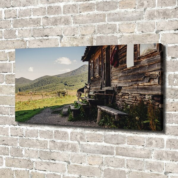 Foto obraz na plátně do obýváku Dřevěný dům hory oc-131816797