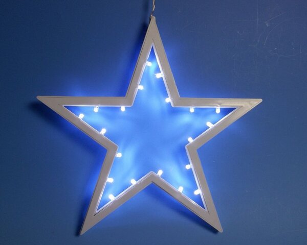 Vánoční závěsná hvězda 25,5 cm, 20 LED, studeně bílá