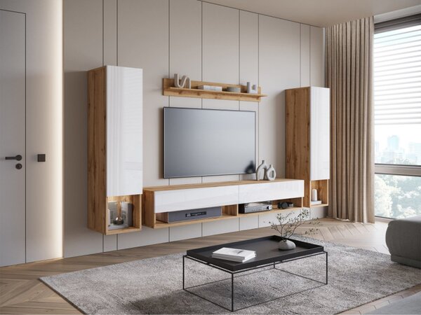 Obývací stěna Wikez II, Barva: černý grafit, Osvětlení: osvětlení LED - bílé 5903211390654