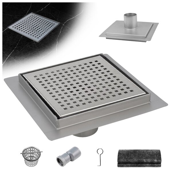 BPS-koupelny Čtvercový sprchový odtokový žlab DL08 QUBE G3 ST 15x15 cm, satén