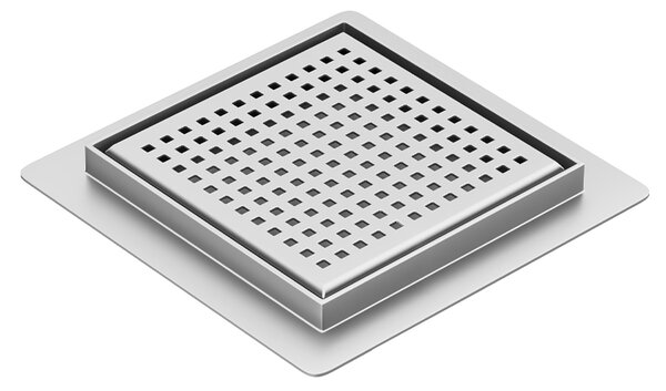 BPS-koupelny Čtvercový sprchový odtokový žlab DL08 QUBE G3 ST 15x15 cm, satén
