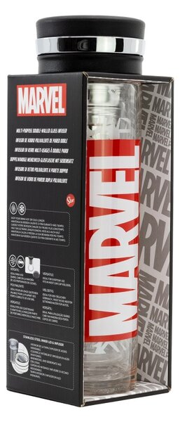 Skleněná láhev s infuserem, 355ml, Stor, Marvel