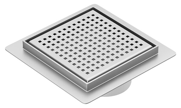 BPS-koupelny Čtvercový sprchový odtokový žlab DL08 QUBE G3 ST 15x15 cm, satén