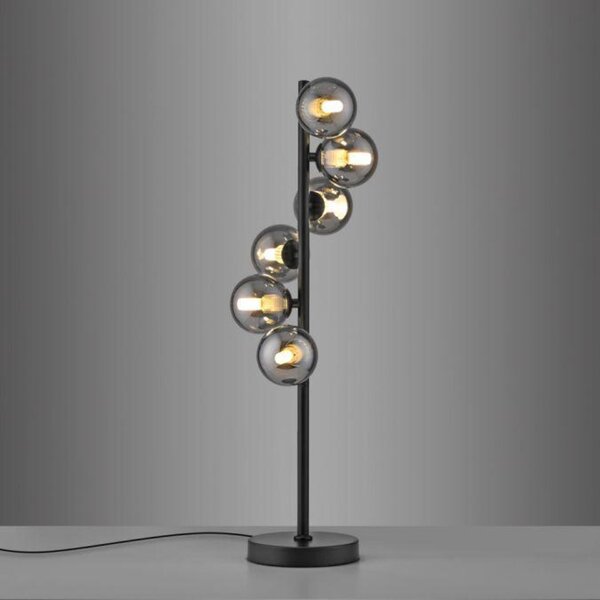 PAUL NEUHAUS JUST LIGHT Kolekce Schöner Wohnen stolní lampa DUBAI, černá, kouřové sklo, šňůrový vypínač 3000K