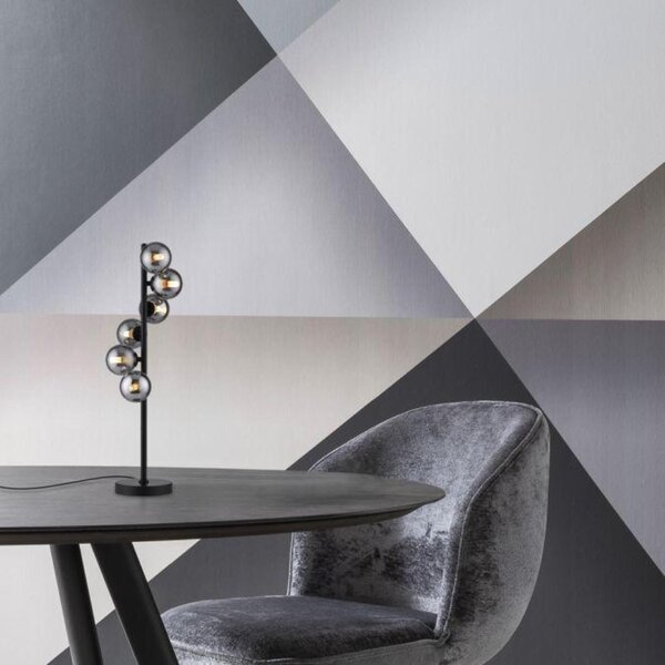 PAUL NEUHAUS JUST LIGHT Kolekce Schöner Wohnen stolní lampa DUBAI, černá, kouřové sklo, šňůrový vypínač 3000K
