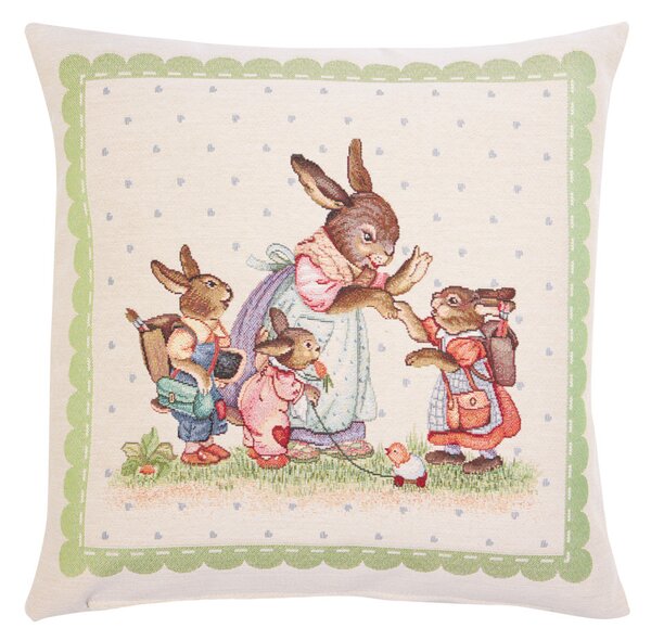 Tegatex Velikonoční gobelínový povlak na polštář - zaječí rodinka 42*42 cm