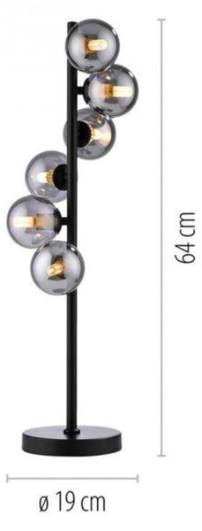 PAUL NEUHAUS JUST LIGHT Kolekce Schöner Wohnen stolní lampa DUBAI, černá, kouřové sklo, šňůrový vypínač 3000K