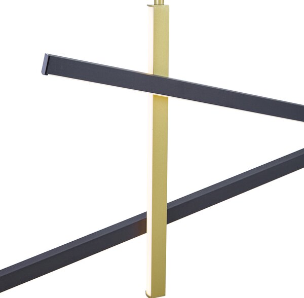 Designové závěsné svítidlo X černé se zlatou barvou vč. LED s 3-stupňovým stmíváním - Joy