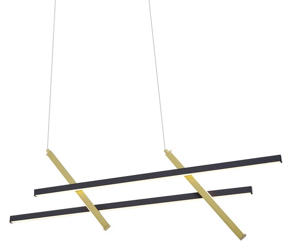 Designové závěsné svítidlo H černé se zlatou barvou vč. LED 3-stupňové stmívatelné - Joy