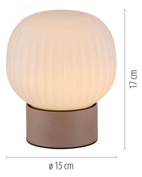 PAUL NEUHAUS JUST LIGHT LED stolní lampa NAMI, písková barva, dotykové ovládání, paměťová funkce, opálové sklo s rýhováním 3000K