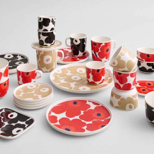 Marimekko Talíř Oiva Unikko 20cm, červený