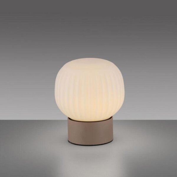 PAUL NEUHAUS JUST LIGHT LED stolní lampa NAMI, písková barva, dotykové ovládání, paměťová funkce, opálové sklo s rýhováním 3000K