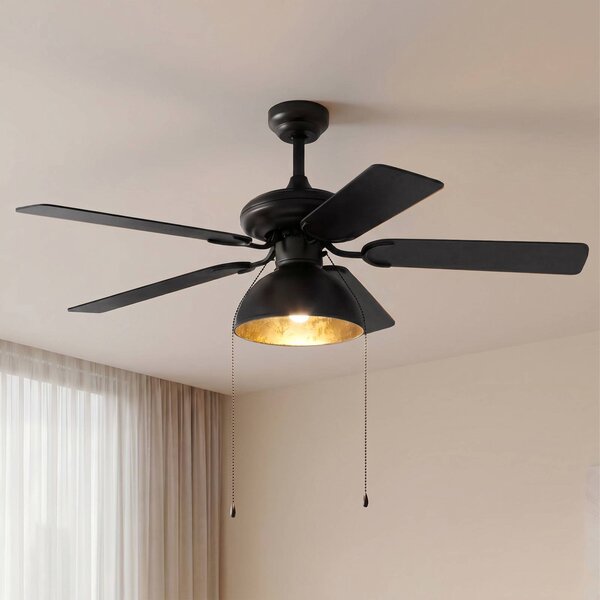 Lucande Stropní ventilátor s osvětlením Shamoian, tichý, Ø 130 cm, Černá, Obývací pokoj / jídelna, kov, Vintage