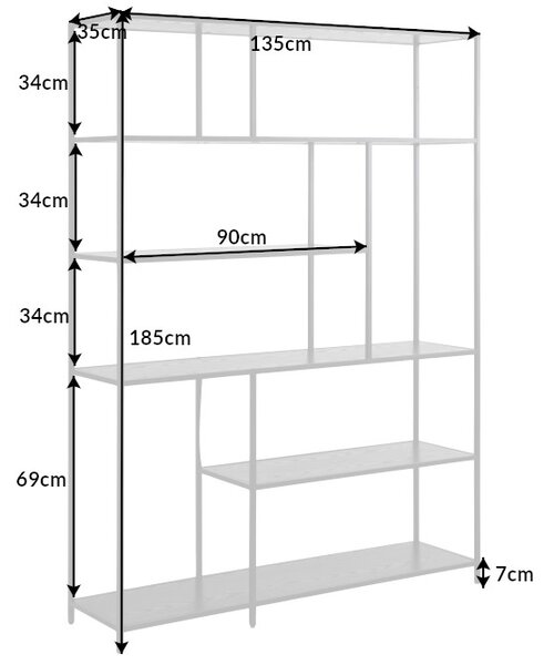 Designový regál Maille 185 x 135 cm čierny vzor mramor - skladem