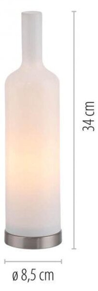 PAUL NEUHAUS JUST LIGHT Stolní lampa BOTTLE, bílá, opálové sklo, tvar láhve, šňůrový vypínač