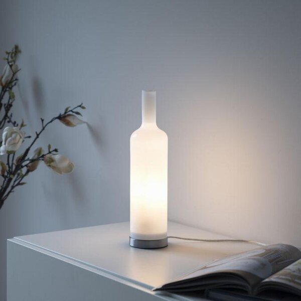 PAUL NEUHAUS JUST LIGHT Stolní lampa BOTTLE, bílá, opálové sklo, tvar láhve, šňůrový vypínač