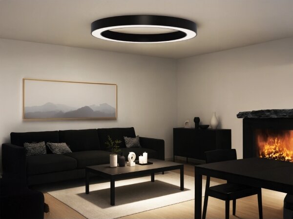 LED Stropní svítidlo LED/115W/230V 3000/4000/6500K pr. 120 cm černá