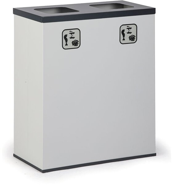 Koš na tříděný odpad 2x 70 L, úchyt na pytel, šedý/černý