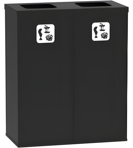 Koš na tříděný odpad 2x 70 L, úchyt na pytel, černý/černý