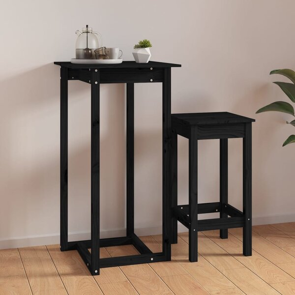 Barový stolek černý 60 x 60 x 110 cm masivní borové dřevo