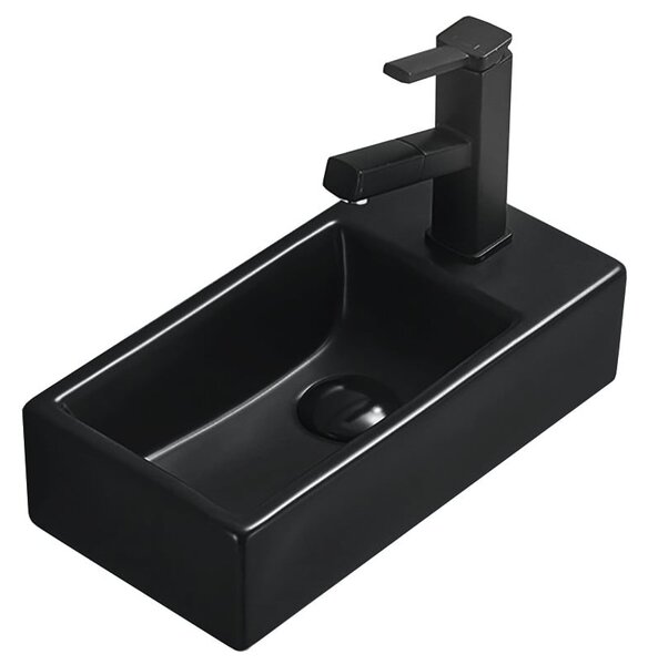 Mexen Inez umývadlo na desku levé 40 x 20 cm, černý mat - 21484085L