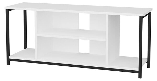 Elegantní televizní stolek, černý a bílý, rozměry 120 x 35 x 50,8 cm, povrch potažený melaminem
