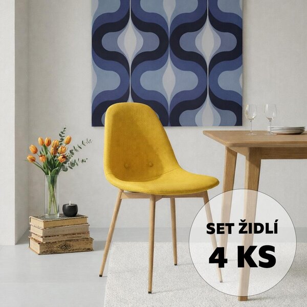 Set - 4 ks Jídelní židle AVENBERG RIVA žlutá