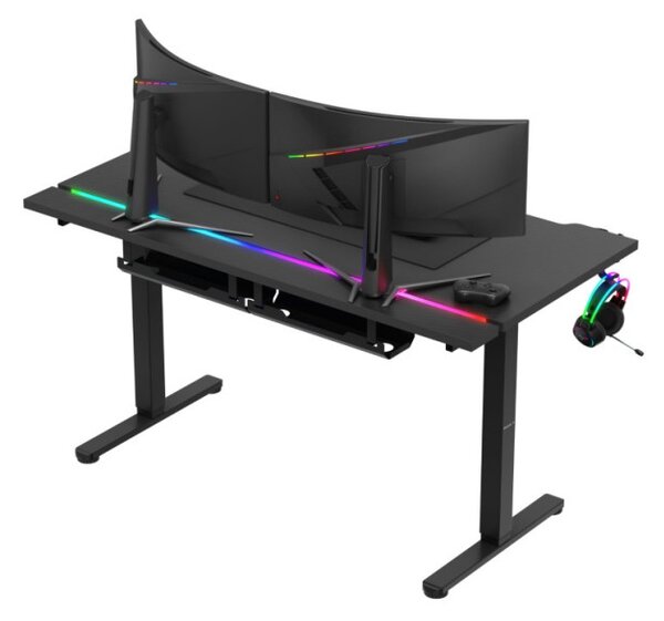 Elektrický výškově nastavitelný herní stůl Hero 8.7 RGB černý