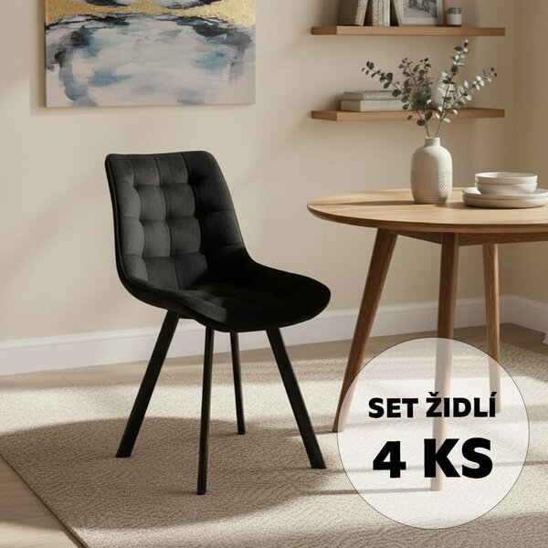 Set - 4 ks Jídelní židle AVENBERG NOLA černá