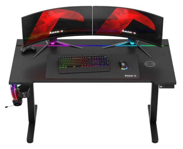 Elektrický výškově nastavitelný herní stůl Hero 8.7 RGB černý