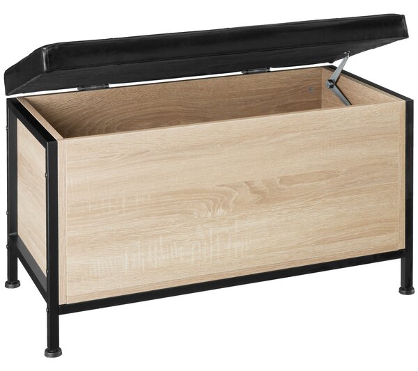 Tectake 404639 sedací truhla s polstrováním calico 81,5x41,5x50,5 cm - industrial světlé dřevo, dub sonoma