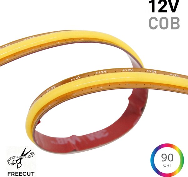 10W FREECUT COB LED pásek, 8mm, 12VDC, 528LED/m, Ra>90, IP20, 7let záruka Barva světla: Teplá bílá, 3000K