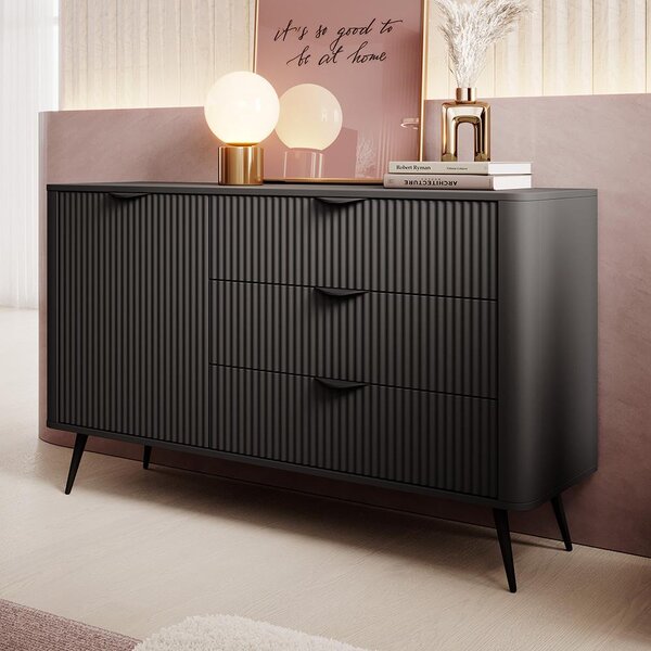 LANTE č | komoda D 138 D3S | 138,2 cm | černá