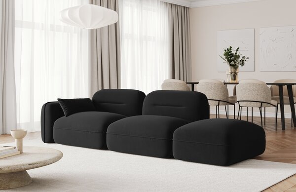 -25 % Dny MOMENTI– Cosmopolitan Design Černá sametová trojmístná pohovka Sydney 295 cm, pravá