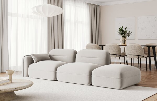 -25 % Dny MOMENTI– Cosmopolitan Design Světle béžová sametová trojmístná pohovka Sydney 295 cm, pravá