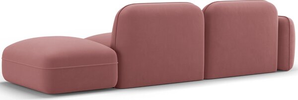 -25 % Dny MOMENTI– Cosmopolitan Design Růžová sametová trojmístná pohovka Sydney 295 cm, pravá